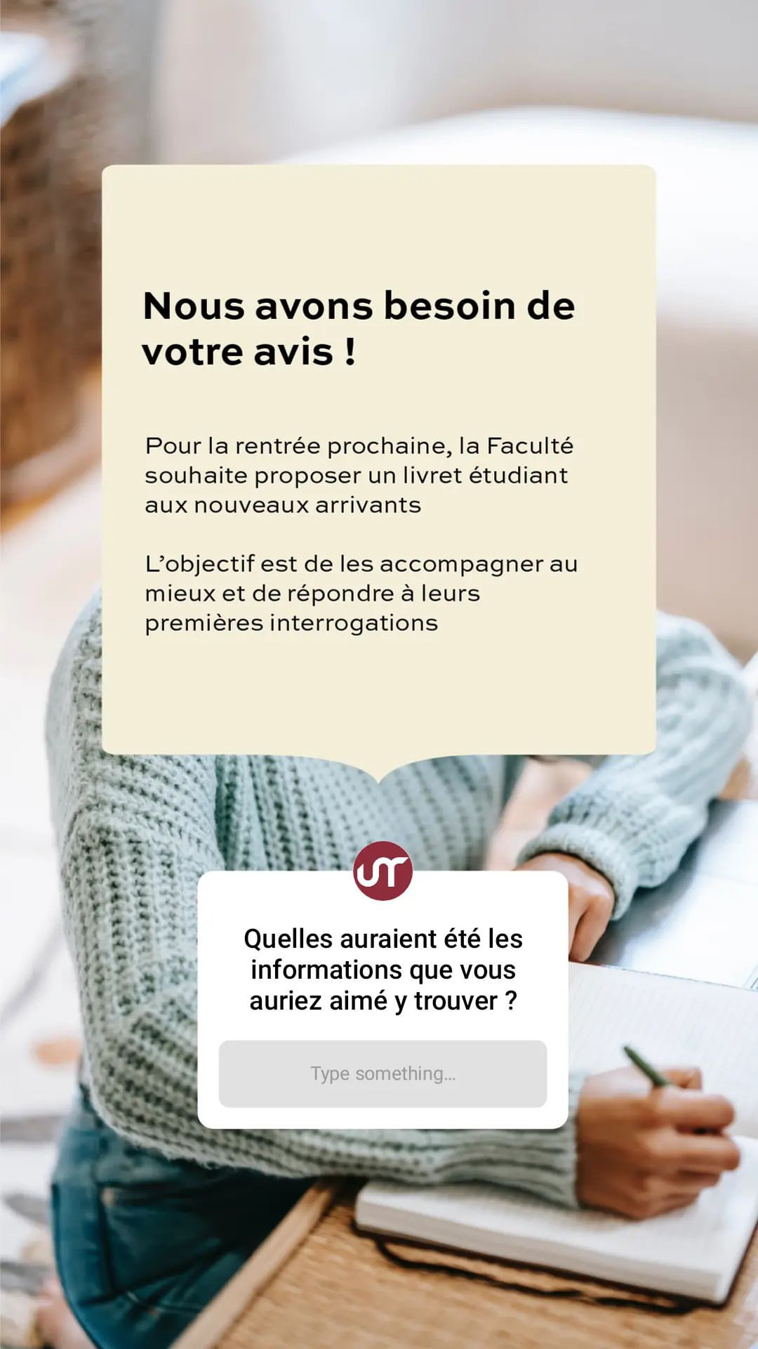 story Instagram sur le compte de la faculté de droit de Tours